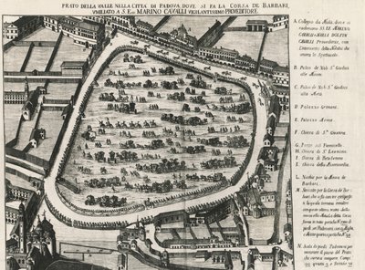 Ancient layout of Prato della Valle, largest square in Padua, Italy by School Italian