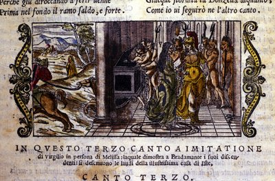 Bradamante meets the magician Melisse who tells her that she and Roger founded the Este dynasty. Scene taken from the knightly poem 