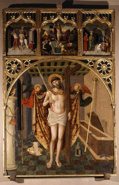 Christ in Martyr - Altarpiece of the school of Bréa, Saint Magdalene Church, Biot by School Italian