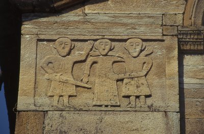 Detail from the facade of the parish church of Santa Maria by School Italian