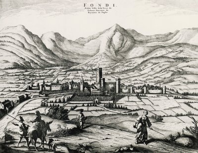 Fundi city in Lazio, engraving, Italy by School Italian
