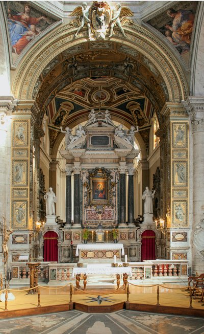 Interior View of the Basilica of Santa Maria del Popolo (15th to 17th Century, Rome, Italy) by School Italian