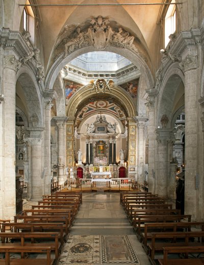 Interior view of the Basilica of Santa Maria del Popolo 15th to 17th century Rome Italy by School Italian