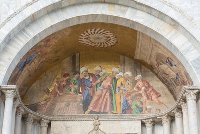 Mosaic Over the Entrance of the Basilica di San Marco, St Mark Square, Venice, Italy by School Italian