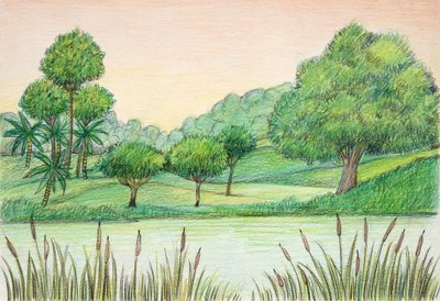 Prehistory - Tertiary - reconstruction of natural environment by School Italian