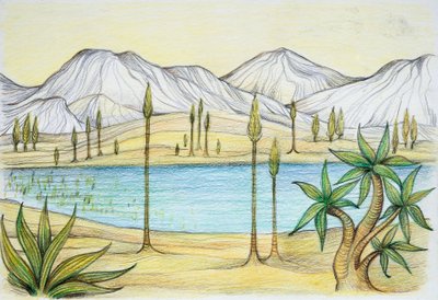 Prehistory - Triassic - reconstruction of natural environment by School Italian