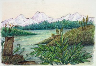 Prehistory - reconstruction of natural environment by School Italian