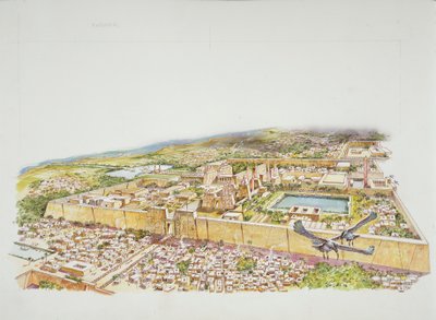 Reconstruction of the Temple of Amon at Karnak During the Time of Ramses II by School Italian