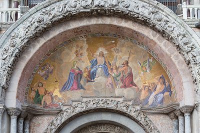 The Risen Christ Mosaic Over the Entrance to the Basilica di San Marco, Piazza San Marco, Venice, Italy by School Italian