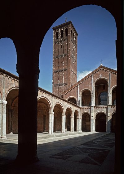 View of the Basilica of St. Ambrose in Milan, 379-387 by School Italian