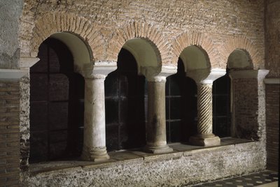 View of the cloister of the church of Saint Vincent and Saint Anasthasus, the abbey of the three fountains by School Italian