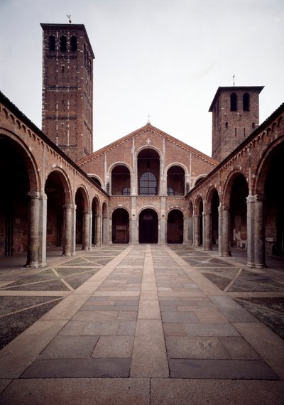 View of the Facade of the Church of Saint Ambrose by School Italian