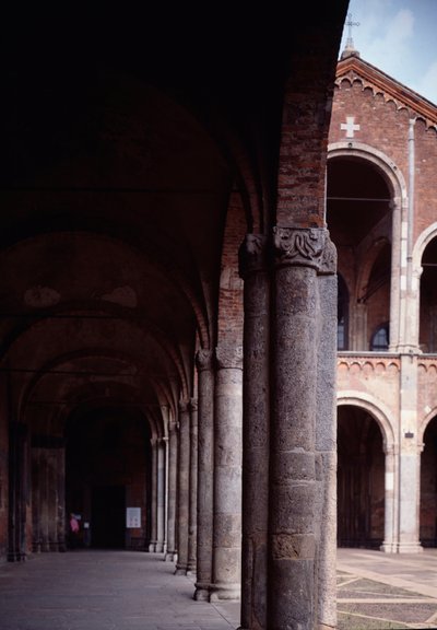 View of the Portico of the Church of Saint Ambrose by School Italian