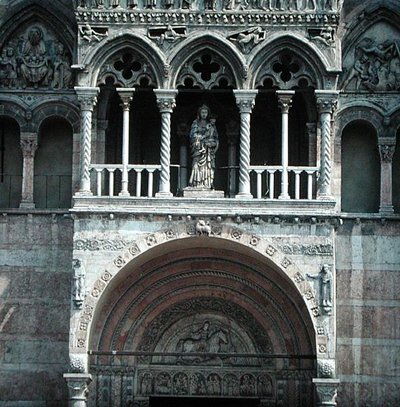 West facade, begun 1130s and completed in 15th century (detail) by School Italian