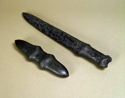 Dagger blade and stone dagger, Jomon period 4500-3700 BC by Japanese School