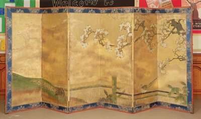 One of a pair of painted screens, Japanese, late 17th or early 18th century by Japanese School