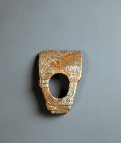 Red granite ring-shaped hoe, Jomon period by Japanese School