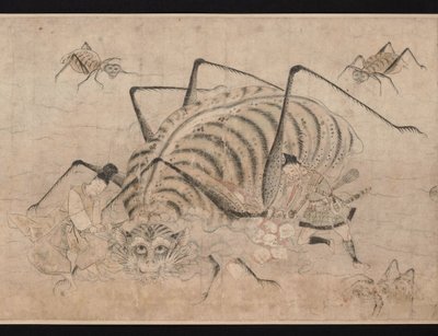 Yorimitsu killing Tsuchigumo (detail) by School Japanese