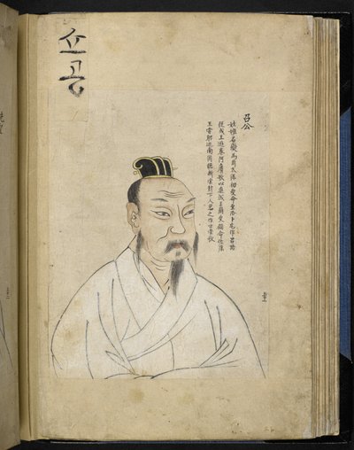 A male portrait, from Kosindo, a Korean manuscript album portraying 144 famous historical figures by School Korean