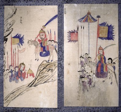 A Panel from an Eight Fold Screen Depicting a Story of the Three Kingdoms by School Korean