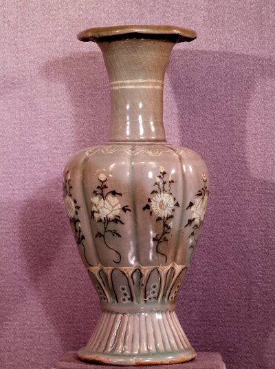Ceramic vase decorated with flowers. Koryo period. 12th century. Museum of Fine Arts, Duksoo Palace, Korea by School Korean