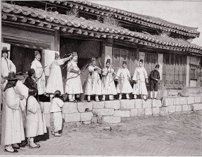 Bowmen in the Old Palace of Seoul, Korea, End of 19th Century by School Korean