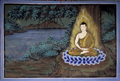 Buddha Meditation: Fresco at Yongju Temple, Suwon Region, Korea by School Korean
