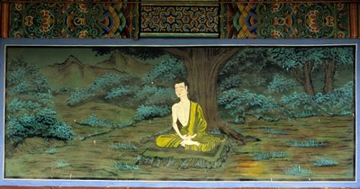 Buddha in meditation. Fresco in Yongju Temple, Suwon region, Korea by School Korean