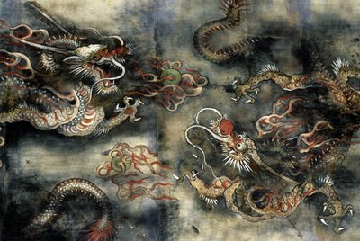 Dragons, Decoration of the Buddhist Temple of Pongwon, Seoul, Korea by School Korean