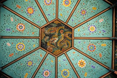 The ceiling of the temple of Naksansa in Korea depicting a dragon. by School Korean