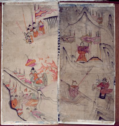 Two Panels of an Eight Fold Screen Depicting 