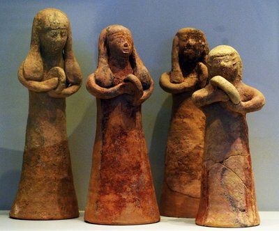 Tambourine players, from Achziv, northern Israel, 8th-7th century BC by School Levantine