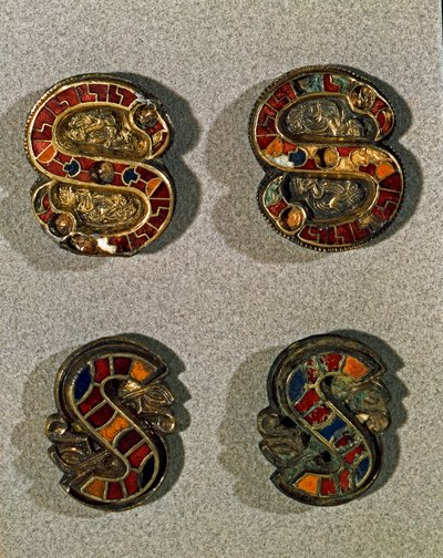 Archaeology of the Middle Ages: Barbarian Art of Lombardy - Belt Fibula in the Shape of Letter S by School Lombard