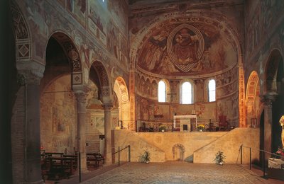 Italy, Emilia Romagna Region, Ferrara Province, Pomposa Abbey, apse with frescoes by R. and Smith Simkin