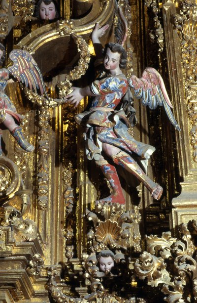 Detail of Churrigueresque decoration by School Mexican