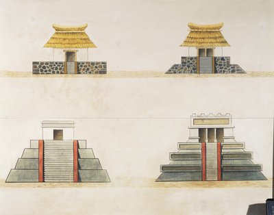 Historical reconstruction of buildings in Tenochtitlan by School Mexican