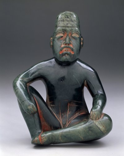 Seated Figure with Upraised Knee, Highland Olmec, San Martin Texmelucan by School Mexican