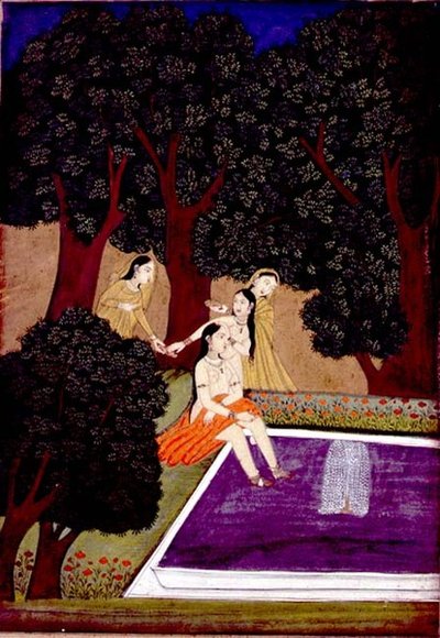 A lady at a pool, Johnson Album IX by School Mughal