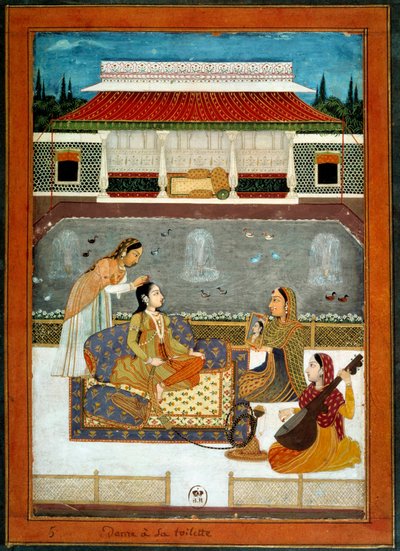 An Indian Princess Has Her Miniature Toilet by School Mughal