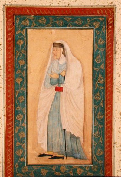 An old woman in Westernised dress, from the Large Clive Album, c.1760 by School Mughal