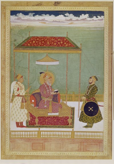 Portrait of Shah Aurangzeb with a Man, Possibly Ashraf Khan (early 18th century) by School Mughal
