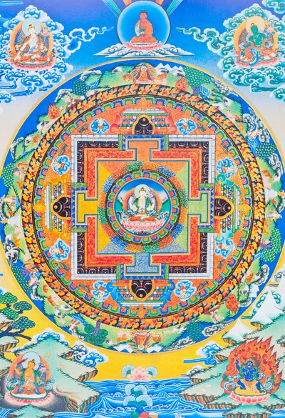 Chenresi Mandala; the Centre Figure Depicts the Buddha of Compassion, the Celestial Manifestation of Amitava Buddha, Always Close to Suffering Beings by School Nepalese
