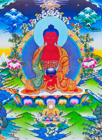 Image depicting Amitabha Buddha seated on a lotus by School Nepalese
