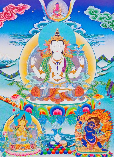 Chenresi, the lord of the six syllables "Om Mani Padme Hum" by School Nepalese