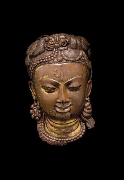 Repousse mask of Shiva Ardhanarishvara, c.11th century by School Nepalese