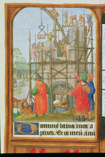 The building of the Tower of Babel (Bruges or Ghent, c.1500) by School Netherlandish