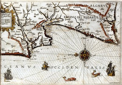 Cape Sagres (or Sacred Cape) at the end of Portugal after the portulan of Luca J. Waghenaer Treesor of zeevaert printed in Leiden in 1592 by School Netherlandish