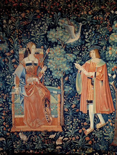 Curtain of the Seigneurial Life: Courteous Love Scene (detail) by School Netherlandish