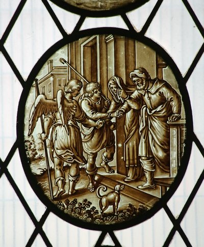 Roundel: Tobias departs with the angel, probably 19th century by School Netherlandish