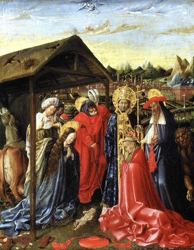 The Nativity with SS. Sixtus and Jerome and a Cardinal by School Netherlandish